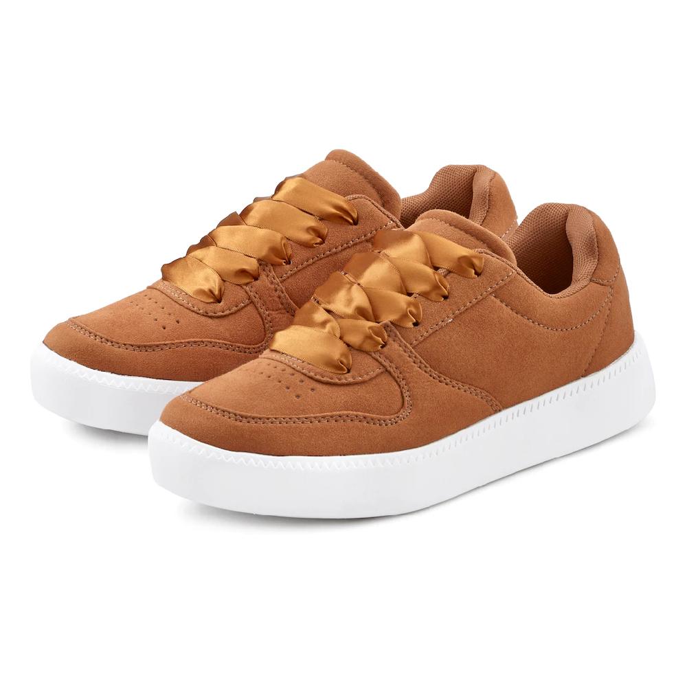 LASCANA Sneaker Schnürhalbschuh Ultraleicht Satinschnürung Im Retro-Look VEGAN Auf Rechnung Kaufen