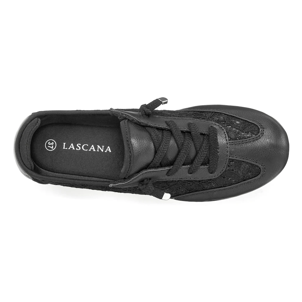 LASCANA Sneaker »Slip In Sneaker Freizeitschuh Halbschuh« Mit Modischen Spitzendetails VEGAN