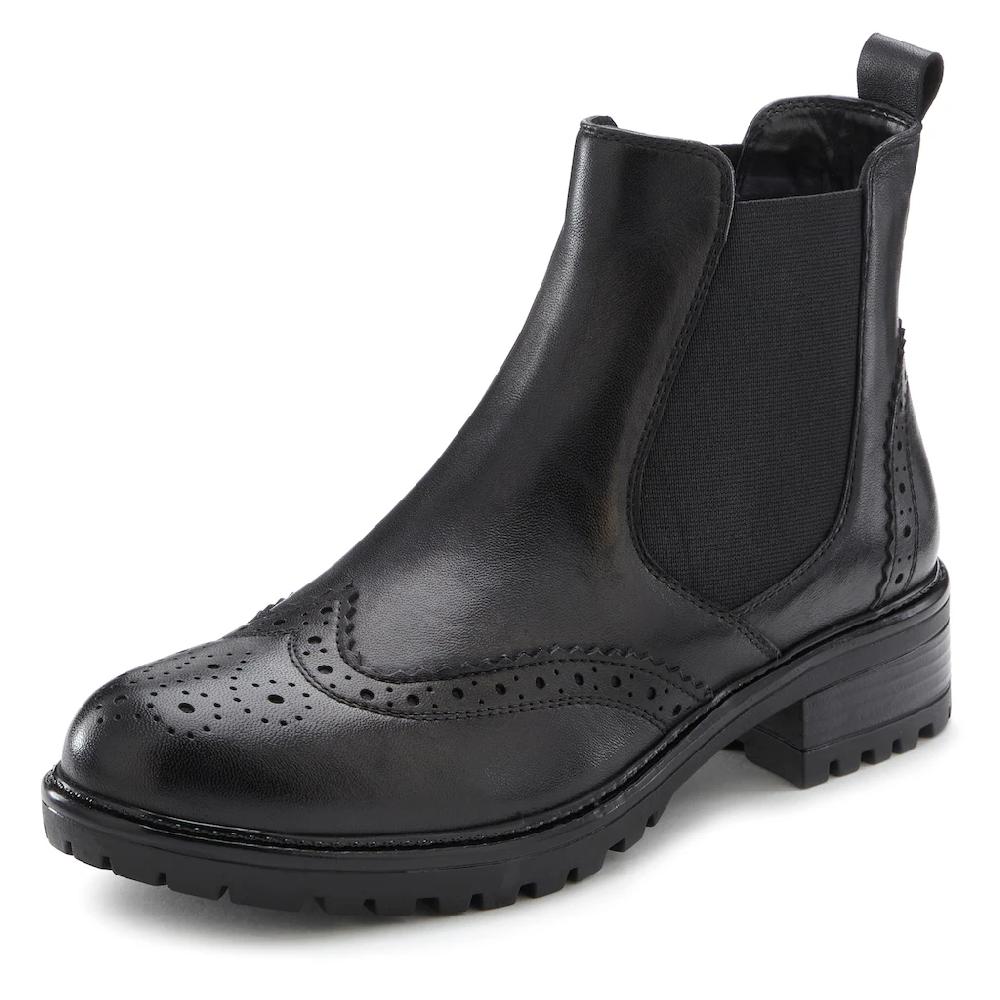 LASCANA Stiefelette »Chelseaboots Schlupfstiefel« Stiefel Boots mit Lederanteil und Stretch Einsatz kaufen