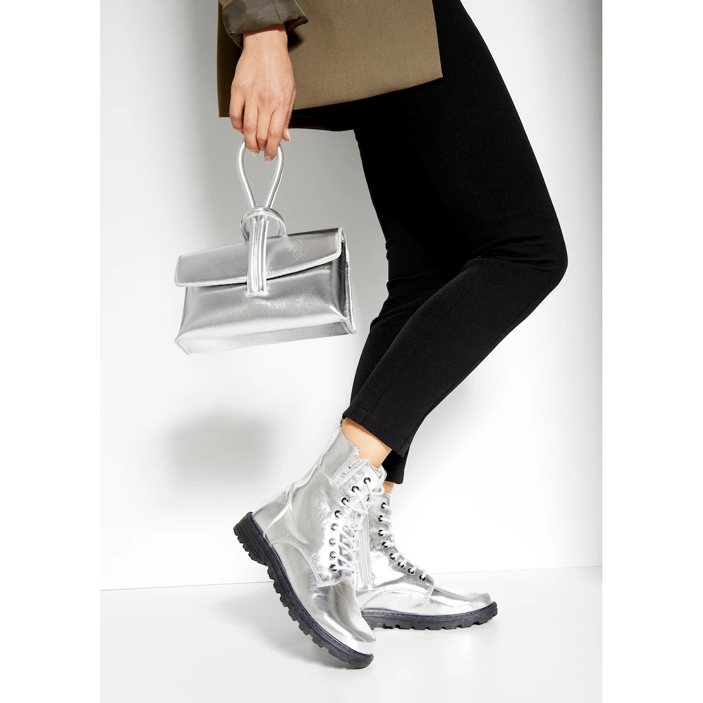 LASCANA Stiefelette Im Angesagten Metallic-Look Stiefel Boots VEGAN ▷ Für