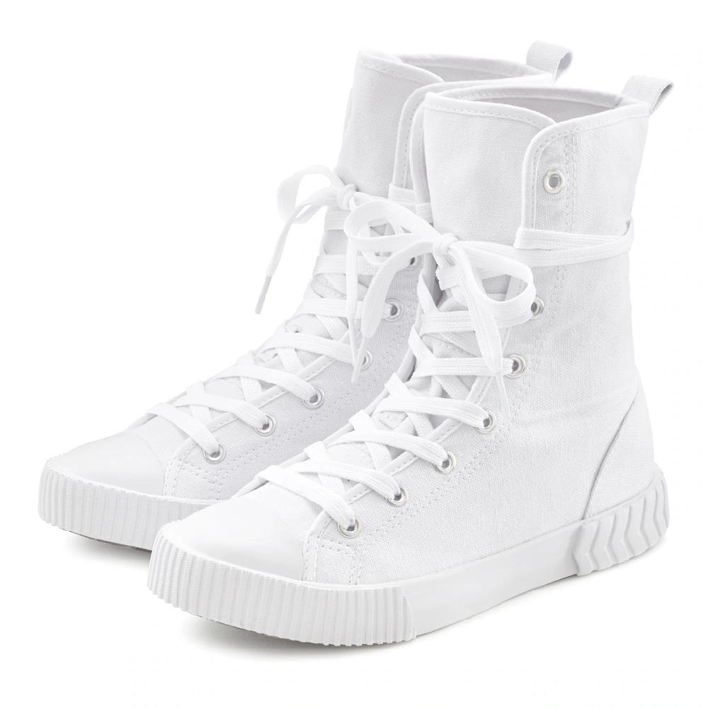 LASCANA Stiefelette Im Combat Look High Top Sneaker Schnürschuh Textil-Boots Kaufen