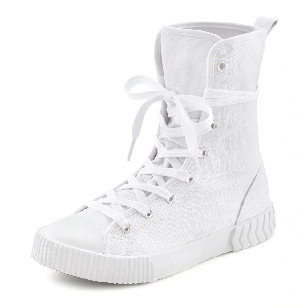 LASCANA Stiefelette im Combat Look High Top Sneaker Schnürschuh Textil-Boots kaufen