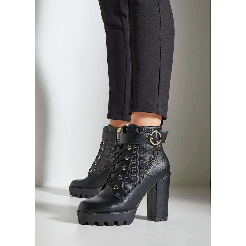 LASCANA Stiefelette Mit Blockabsatz & Raffinierter Musterung High-Heel-Stiefelette VEGAN Online Bestellen