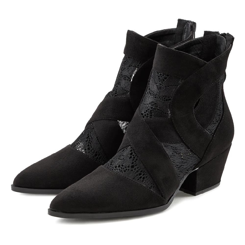 LASCANA Stiefelette Mit Spitze & Bequemen Blockabsatz Cowboy Boots Westernstiefel ▷ Für