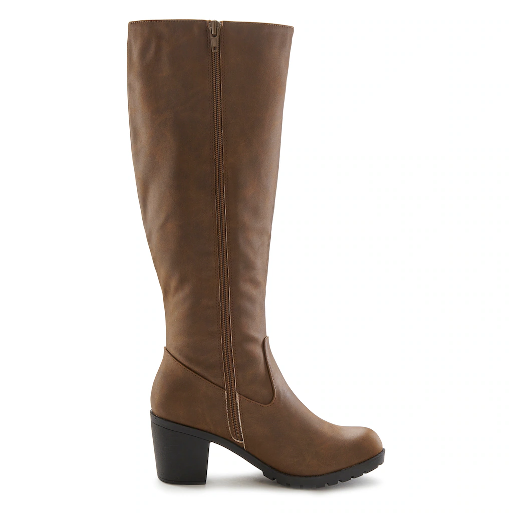 LASCANA Weitschaftstiefel Stiefel Stiefelette Langer Stiefel Blockabsatz Cowboy Stil VEGAN Online Bestellen