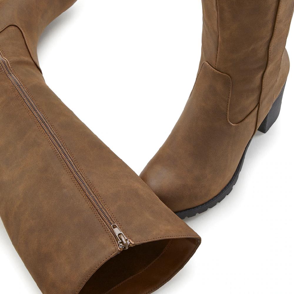 LASCANA Weitschaftstiefel Stiefel Stiefelette Langer Stiefel Blockabsatz Cowboy Stil VEGAN Online Bestellen