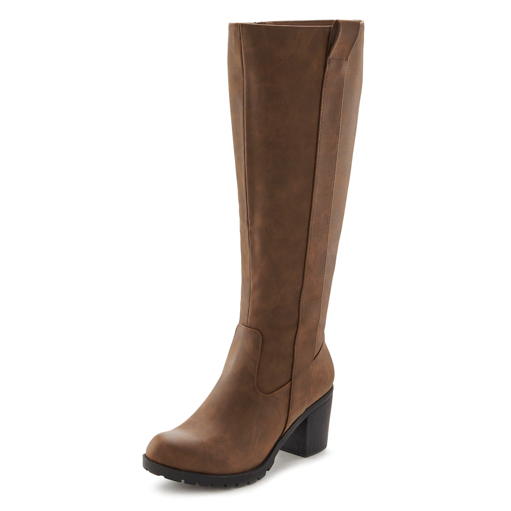 LASCANA Weitschaftstiefel Stiefel Stiefelette langer Stiefel Blockabsatz Cowboy Stil VEGAN online bestellen