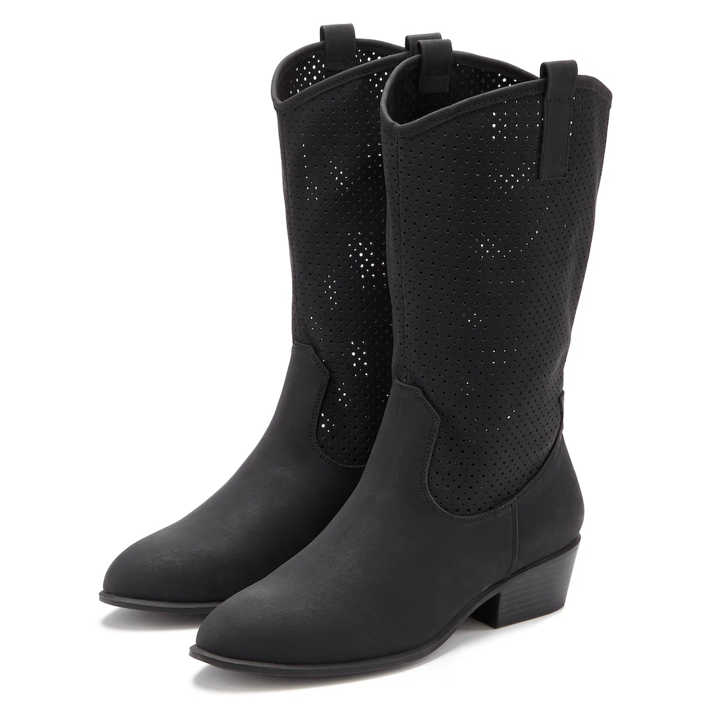 LASCANA Westernstiefel Sommer Boots Ankle Stiefelette Schlupfstiefel Cowboy-Look Cut-Outs Kaufen