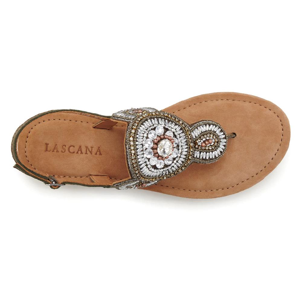LASCANA Zehensteg-Sandale Mit Aufwendiger Verzierung Und Softer Lederinnensohle