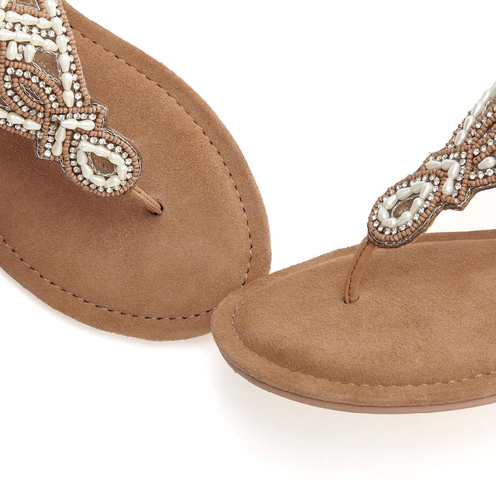 LASCANA Zehenstegsandale Mit Perlen Und Steinchen Besetzt Kaufen