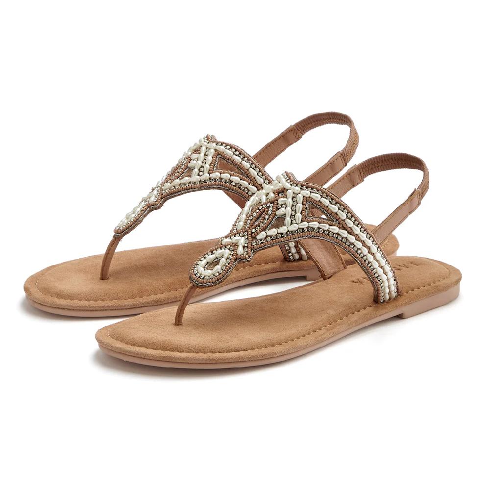 LASCANA Zehenstegsandale mit Perlen und Steinchen besetzt kaufen