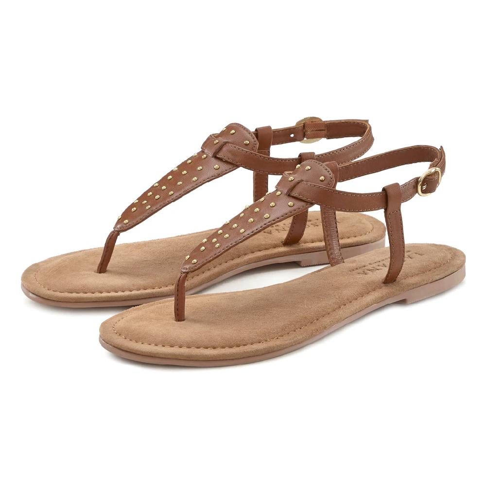 LASCANA Zehentrenner Sandale Pantolette Aus Leder Mit Kleinen Nieten Online Bestellen