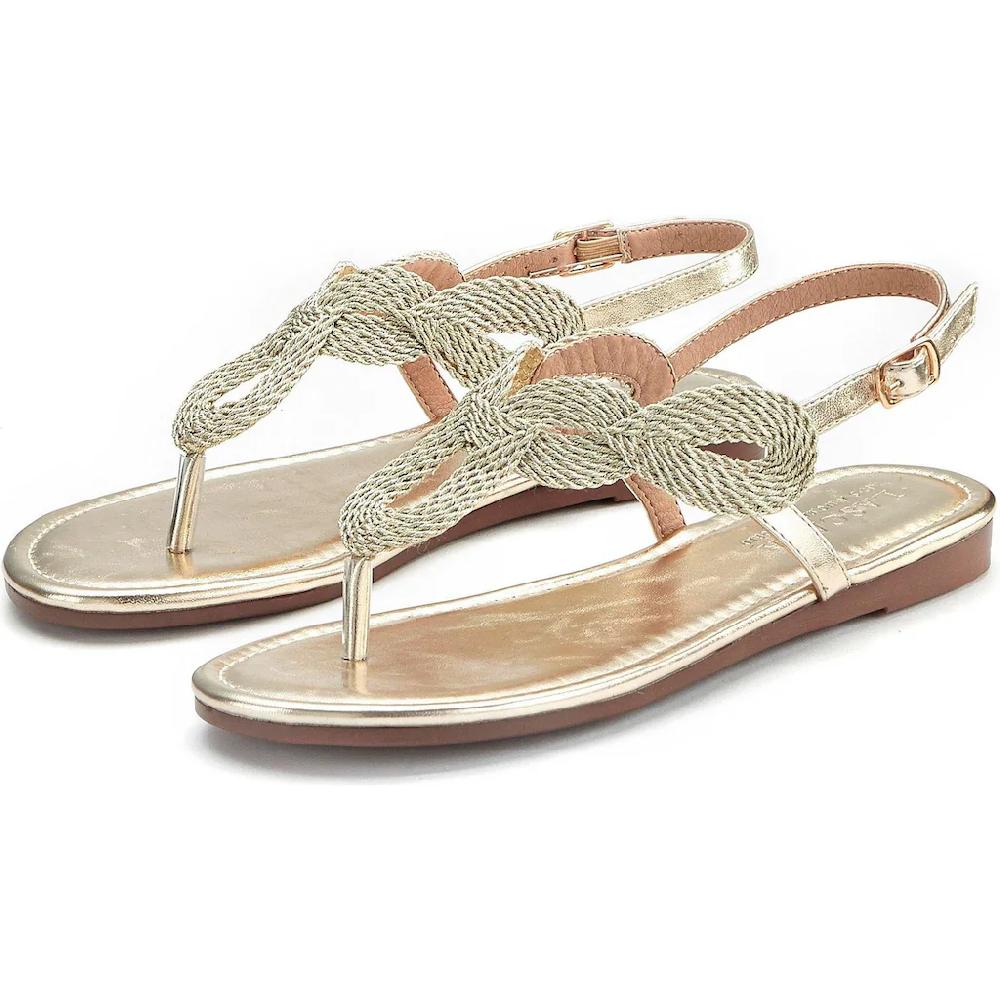 LASCANA Zehentrenner Sandale Pantolette Im Metallic-Look VEGAN