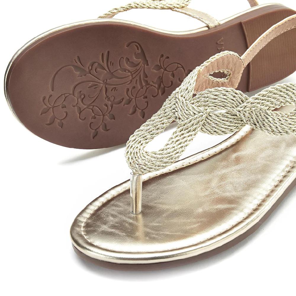 LASCANA Zehentrenner Sandale Pantolette Im Metallic-Look VEGAN