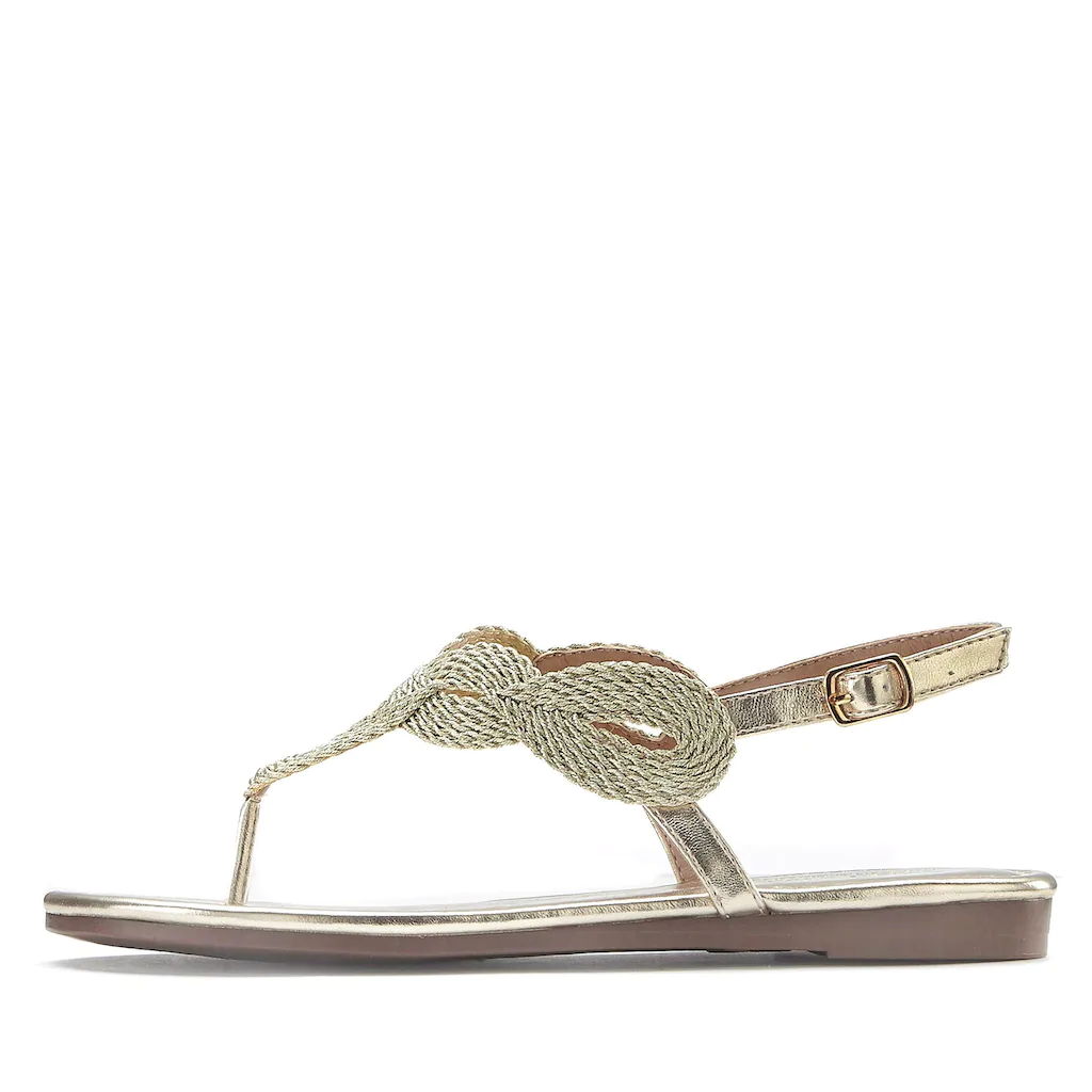 LASCANA Zehentrenner Sandale Pantolette im Metallic-Look VEGAN