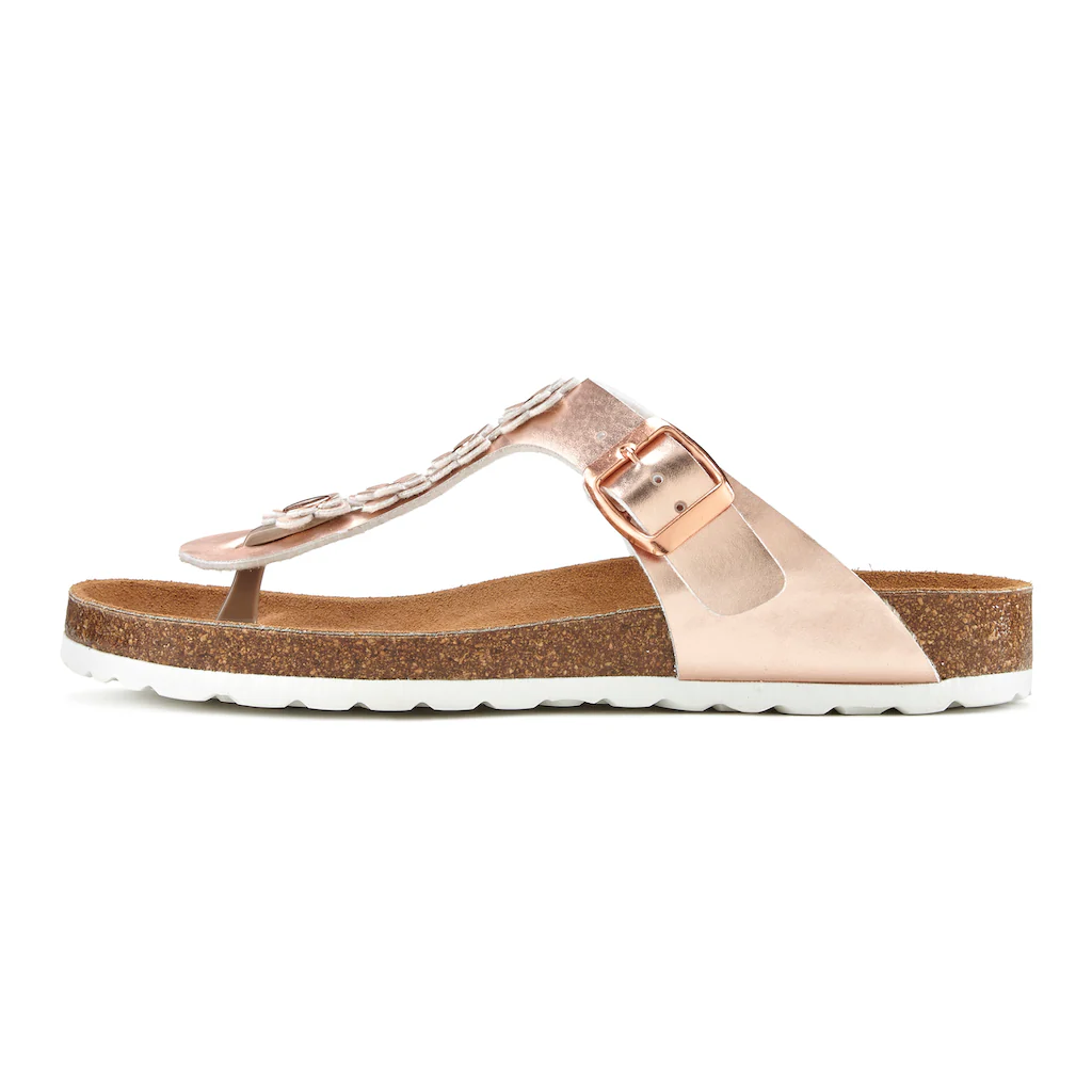 LASCANA Zehentrenner Sandale Pantolette mit modischer Applikation und Korkfußbett ▷ für