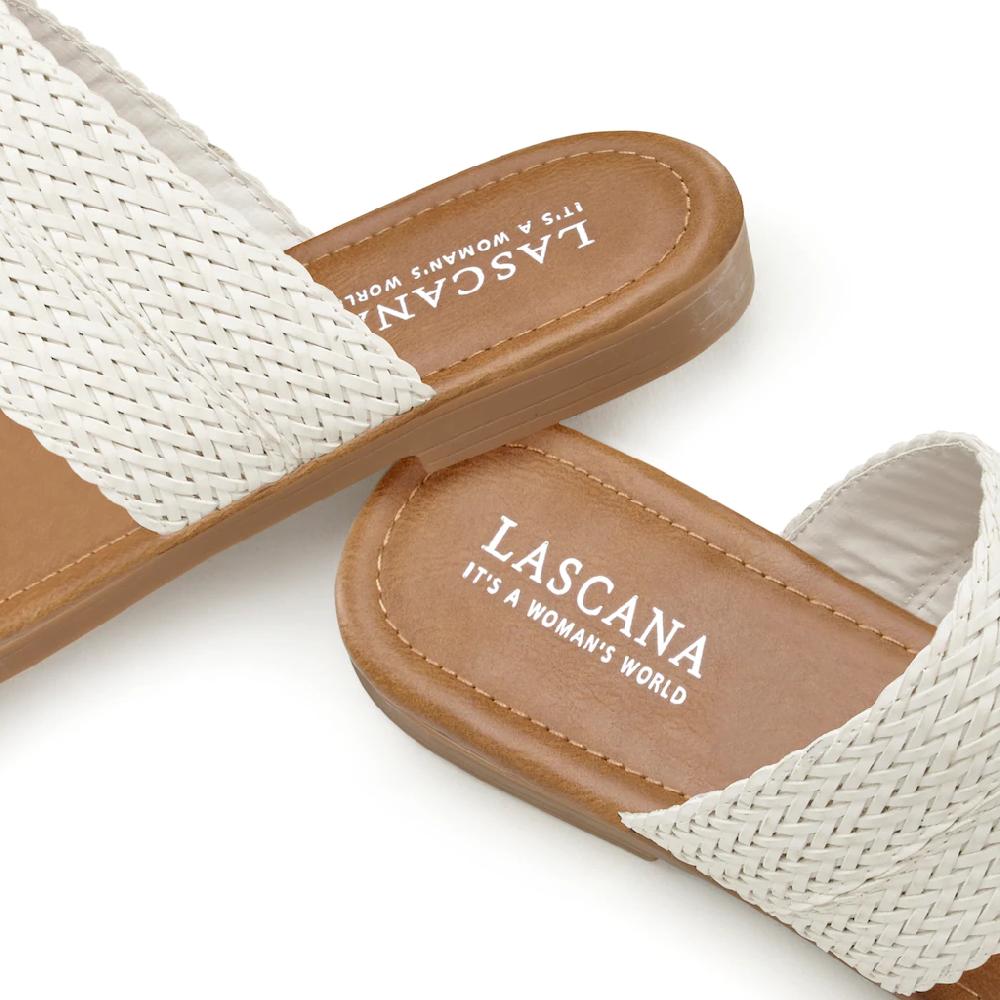 LASCANA Zehentrenner Sandale Pantolette Mit Ringapplikation VEGAN