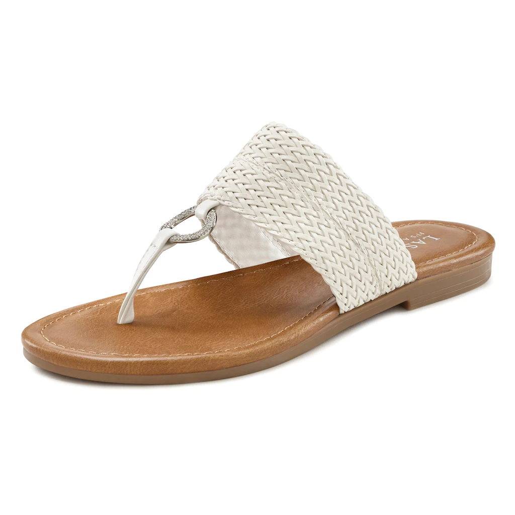 LASCANA Zehentrenner Sandale Pantolette mit Ringapplikation VEGAN