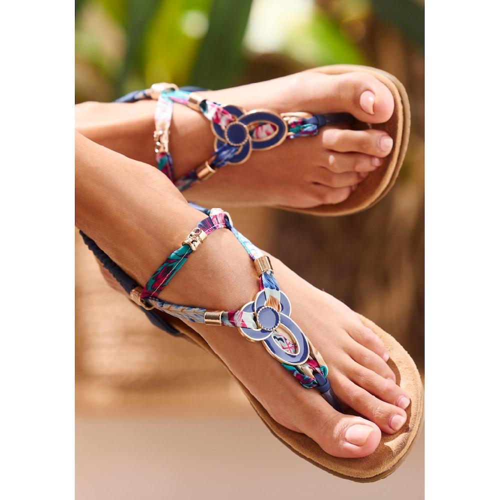 LASCANA Zehentrenner Sandale Pantolette Mit Stretcheinsatz