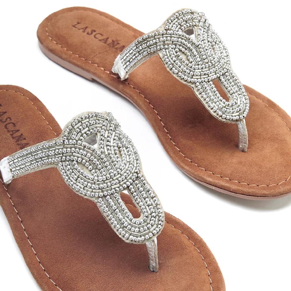 LASCANA Zehentrenner Sandale Pantolette Mit Zierperlen
