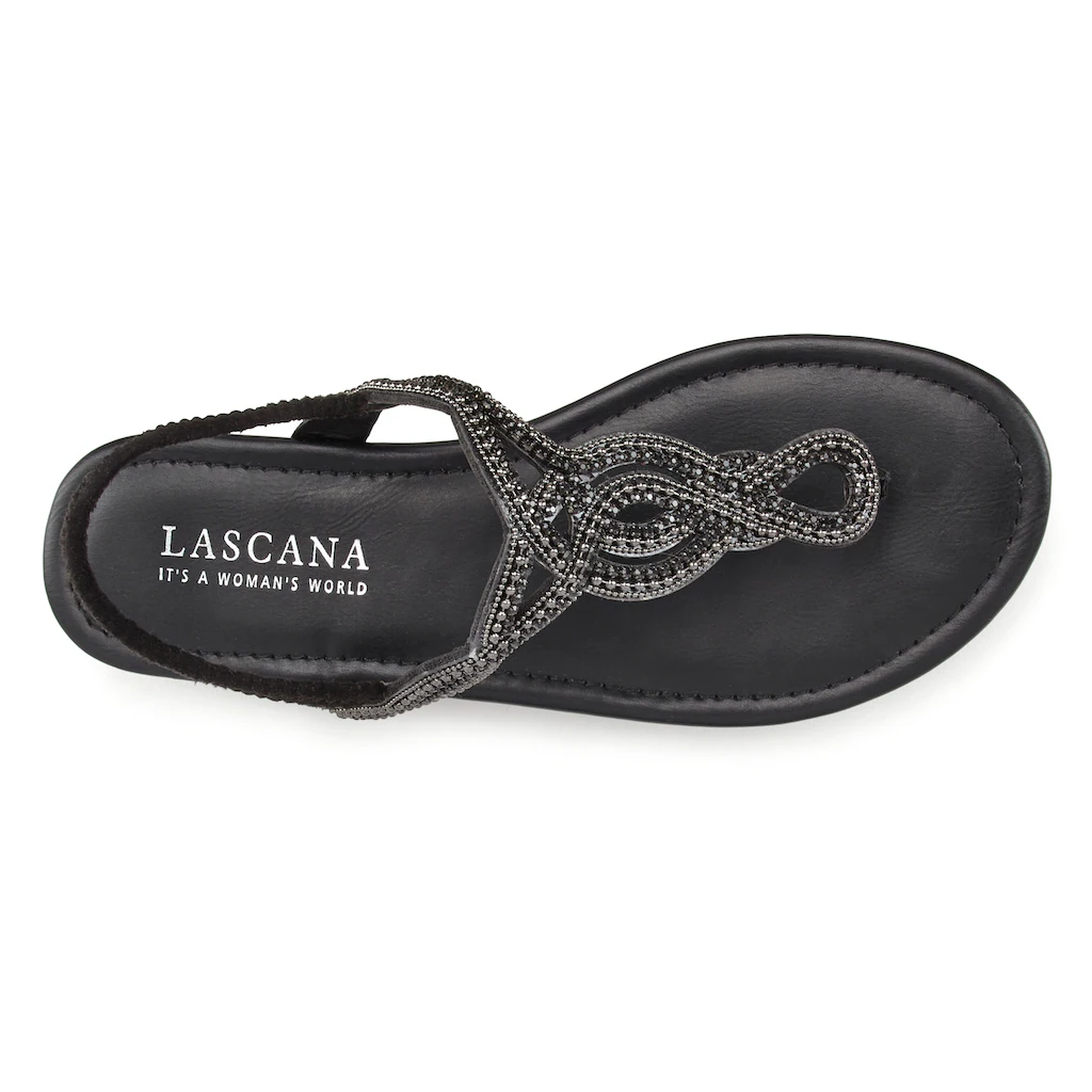 LASCANA Zehentrenner »Sandale Pantolette« Sandale Mit Schmucksteinen In Glitzer-Optik VEGAN Online Kaufen