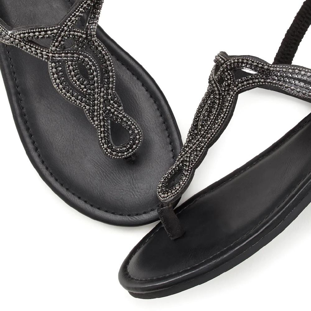 LASCANA Zehentrenner »Sandale Pantolette« Sandale Mit Schmucksteinen In Glitzer-Optik VEGAN Online Kaufen