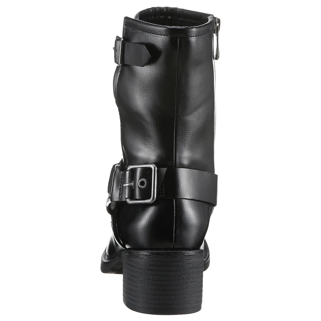 MARCO TOZZI Bikerboots »BROTI« Blockabsatz Schnallenboots Stiefelette Mit Glänzenden Nieten ▷ Für
