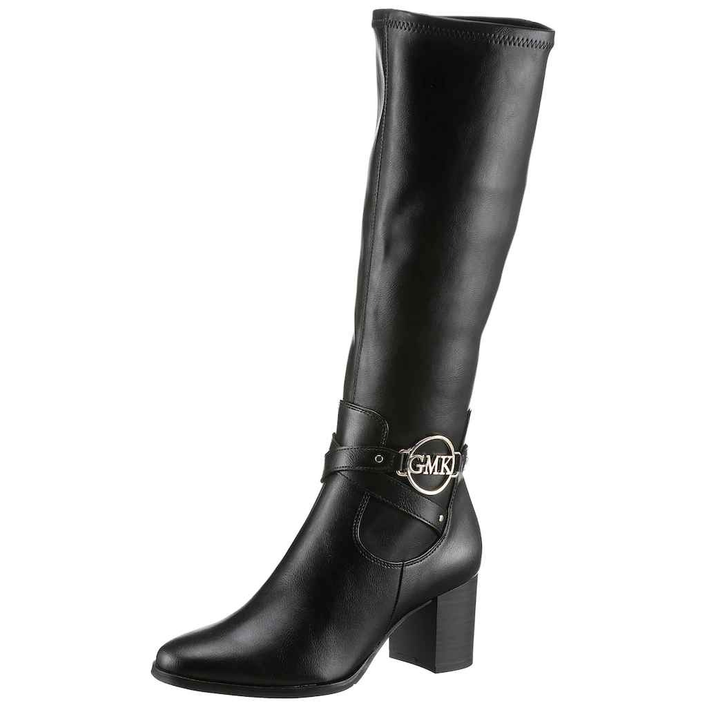MARCO TOZZI by GMK Stiefel »ANGIO« Blockabsatz Langschaftstiefel Businessstiefel schicke Logo-Spange bestellen