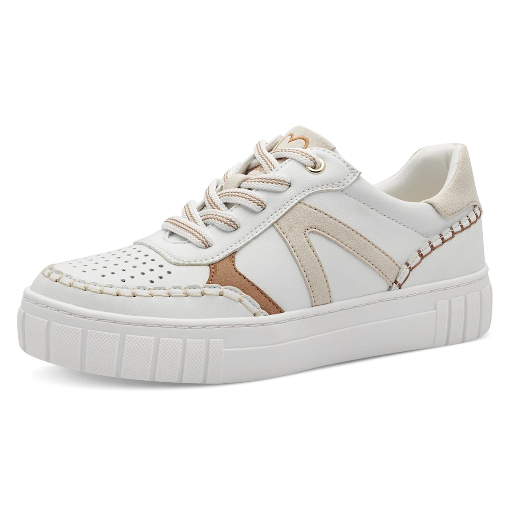 MARCO TOZZI Plateausneaker Freizeitschuh Halbschuh Schnürschuh mit unterlegtem Lochmuster