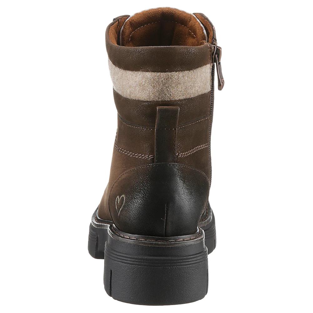 MARCO TOZZI Schnürboots Blockabsatz Outdoormode Stiefelette In Bergsteiger Optik