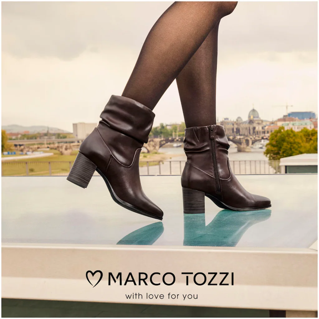 MARCO TOZZI Stiefelette »ANGIO« Blockabsatz Businessschuh Mit Falten Im Slouchy Look Online Kaufen