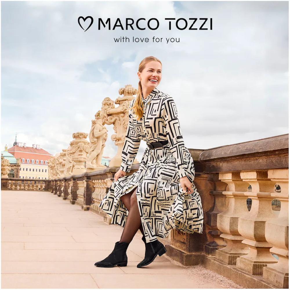 MARCO TOZZI Westernstiefelette Blockabsatz Cowboy Stiefelette Boots Funkelnde Glitzersteinchen ▷ Für