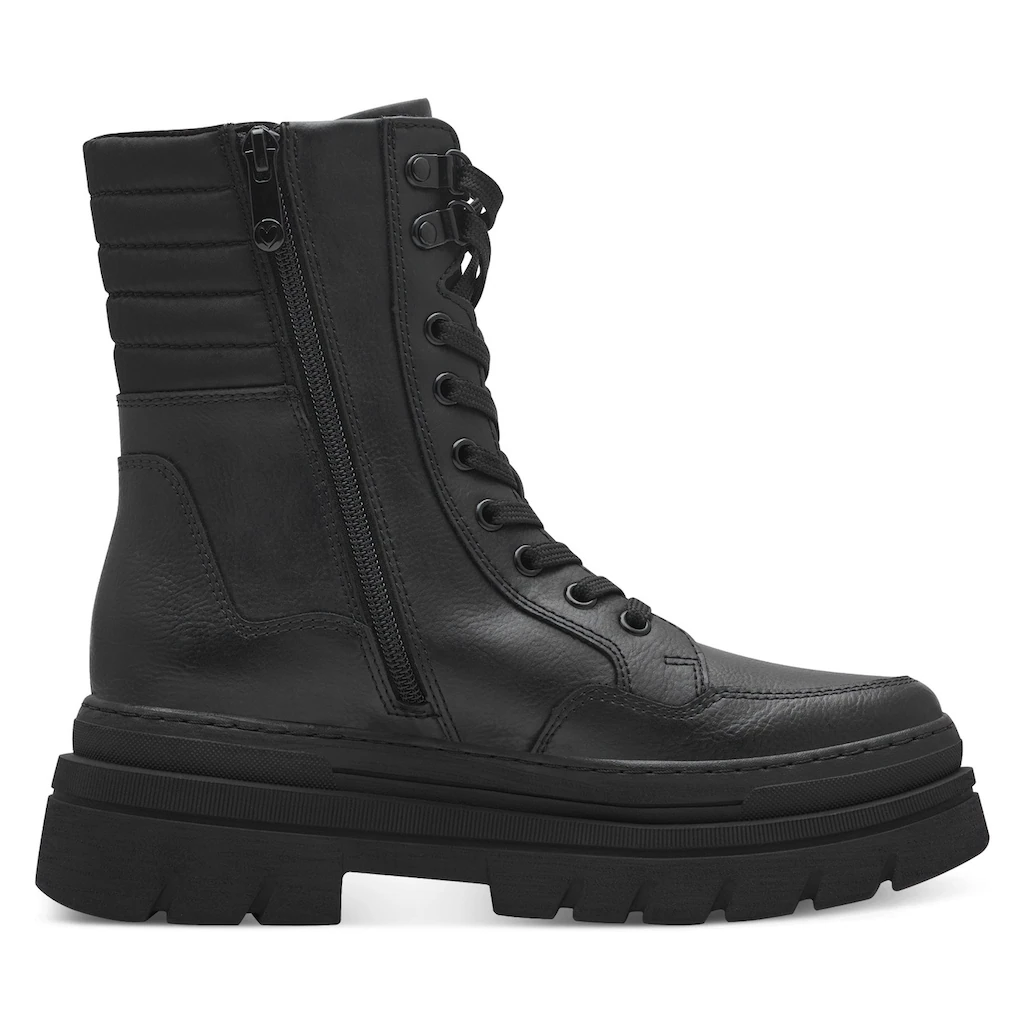 MARCO TOZZI Winterboots »FREDO« Plateau Bikerboots Schnürtiefelette Chunky Boots Ziernähte Online Kaufen
