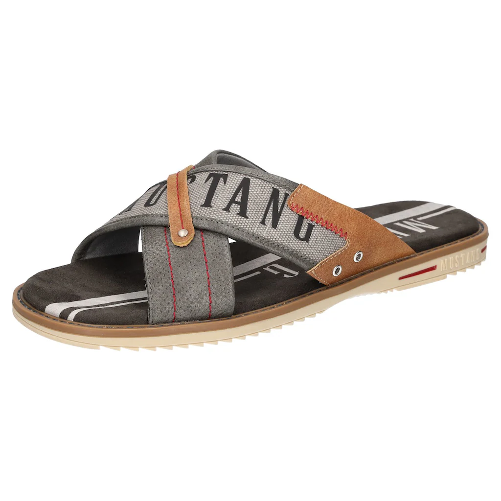 Mustang Shoes Pantolette Sommerschuh Schlappen Poolslides mit auffälligem Logoschriftzug online bestellen