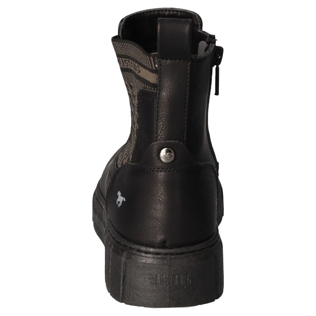 Mustang Shoes Plateaustiefelette Reißverschluss-Stiefelette Mit Elastischem Strick-Einsatz Außen Bestellen