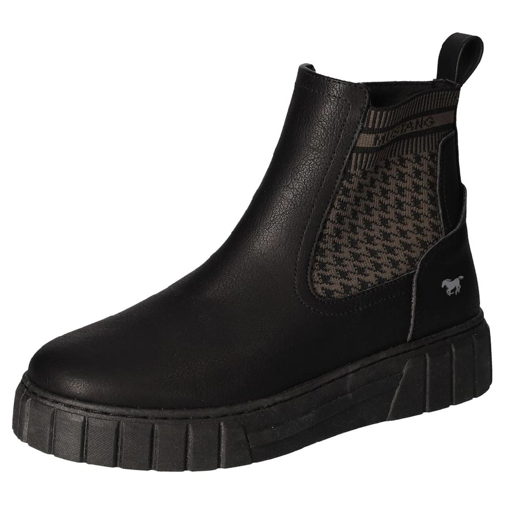 Mustang Shoes Plateaustiefelette Reißverschluss-Stiefelette mit elastischem Strick-Einsatz außen bestellen