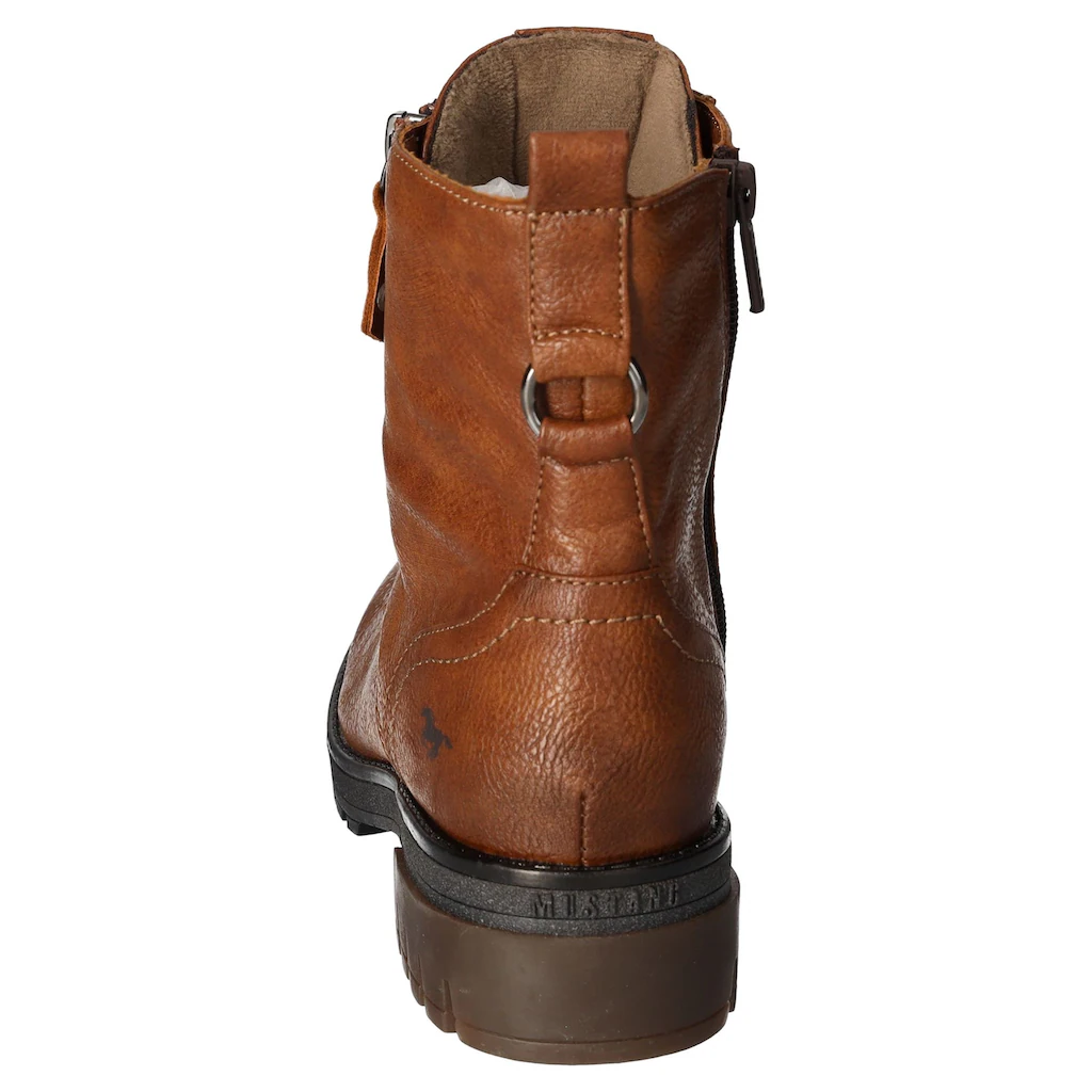 Mustang Shoes Schnürboots Schnürstiefelette Blockabsatz Mit Reißverschluss Online Kaufen