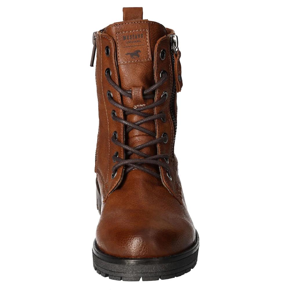 Mustang Shoes Schnürboots Schnürstiefelette Blockabsatz Mit Reißverschluss Online Kaufen
