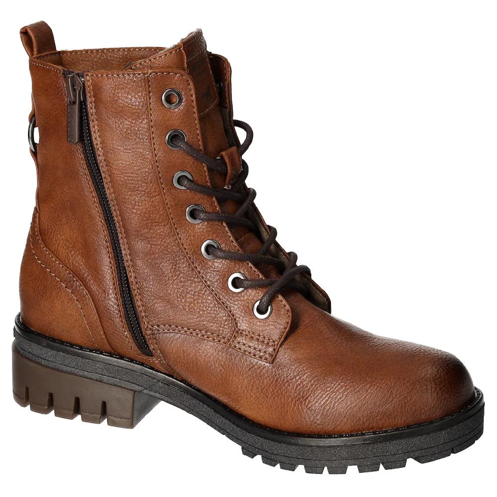 Mustang Shoes Schnürboots Schnürstiefelette Blockabsatz Mit Reißverschluss Online Kaufen