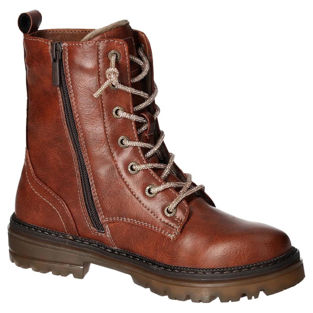 Mustang Shoes Schnürboots Stiefelette Blockabsatz Mit Praktischem Reißverschluss ▷ Für
