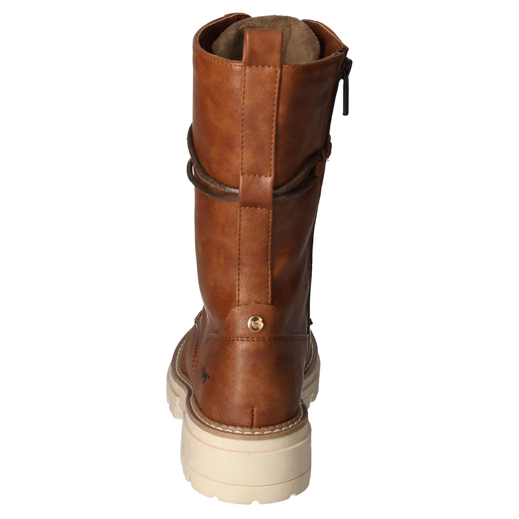 Mustang Shoes Schnürstiefelette Reißverschluss-Boots Schnürboots Kurz-Stiefel Mit Blockabsatz Online Kaufen