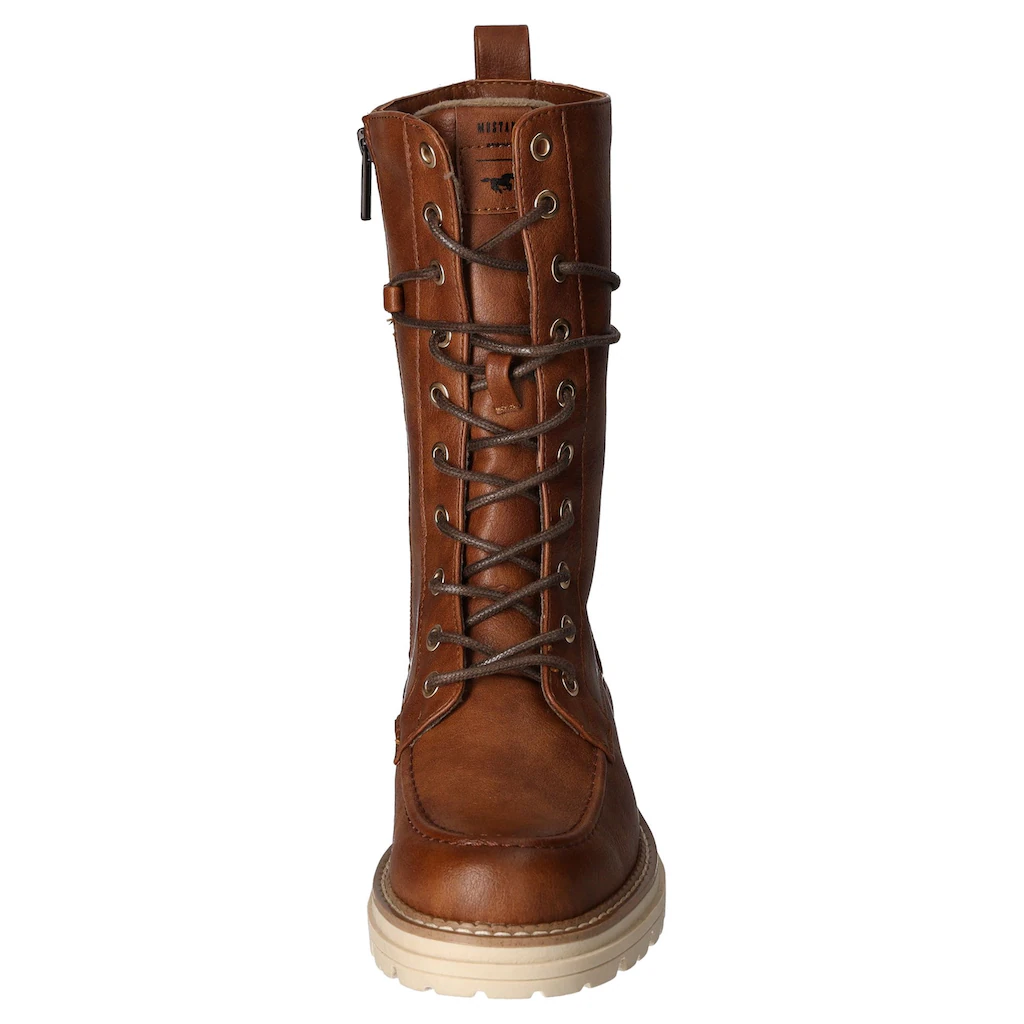 Mustang Shoes Schnürstiefelette Reißverschluss-Boots Schnürboots Kurz-Stiefel Mit Blockabsatz Online Kaufen