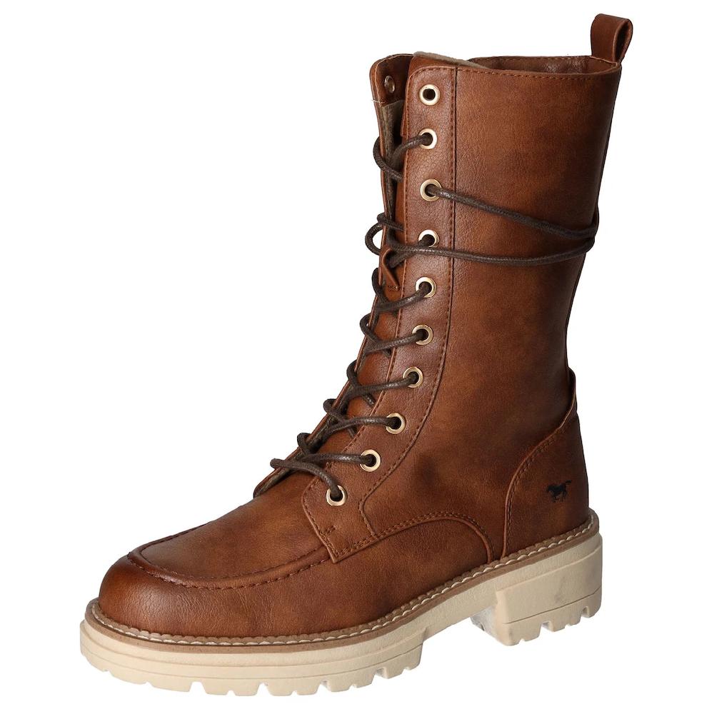 Mustang Shoes Schnürstiefelette Reißverschluss-Boots Schnürboots Kurz-Stiefel mit Blockabsatz online kaufen