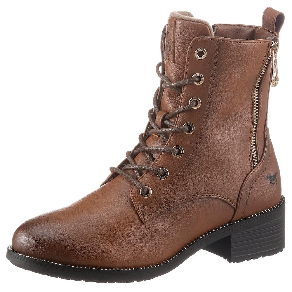 Mustang Shoes Schnürstiefelette Schnürboots Blockabsatz mit praktischem Innenreißverschluss bestellen