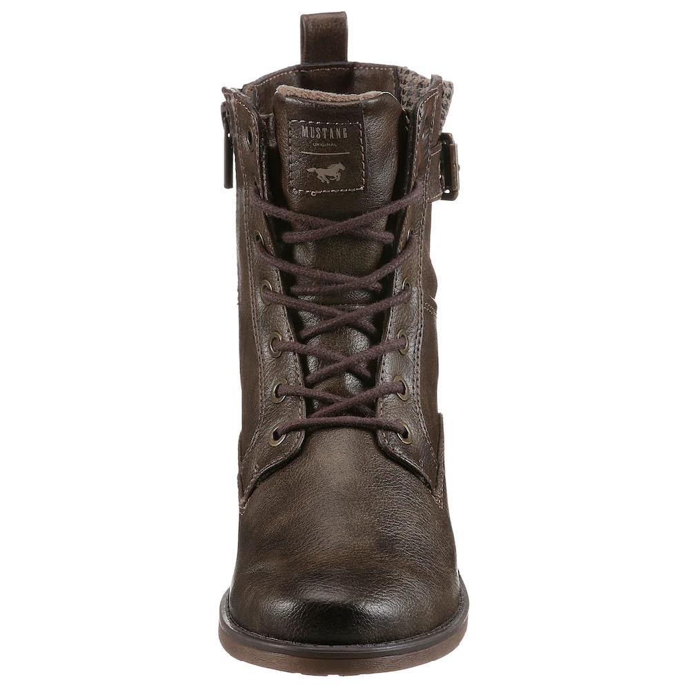 Mustang Shoes Schnürstiefelette Stiefelette Herbstschuh Mit Zierriemchen Am Schaft Online Kaufen