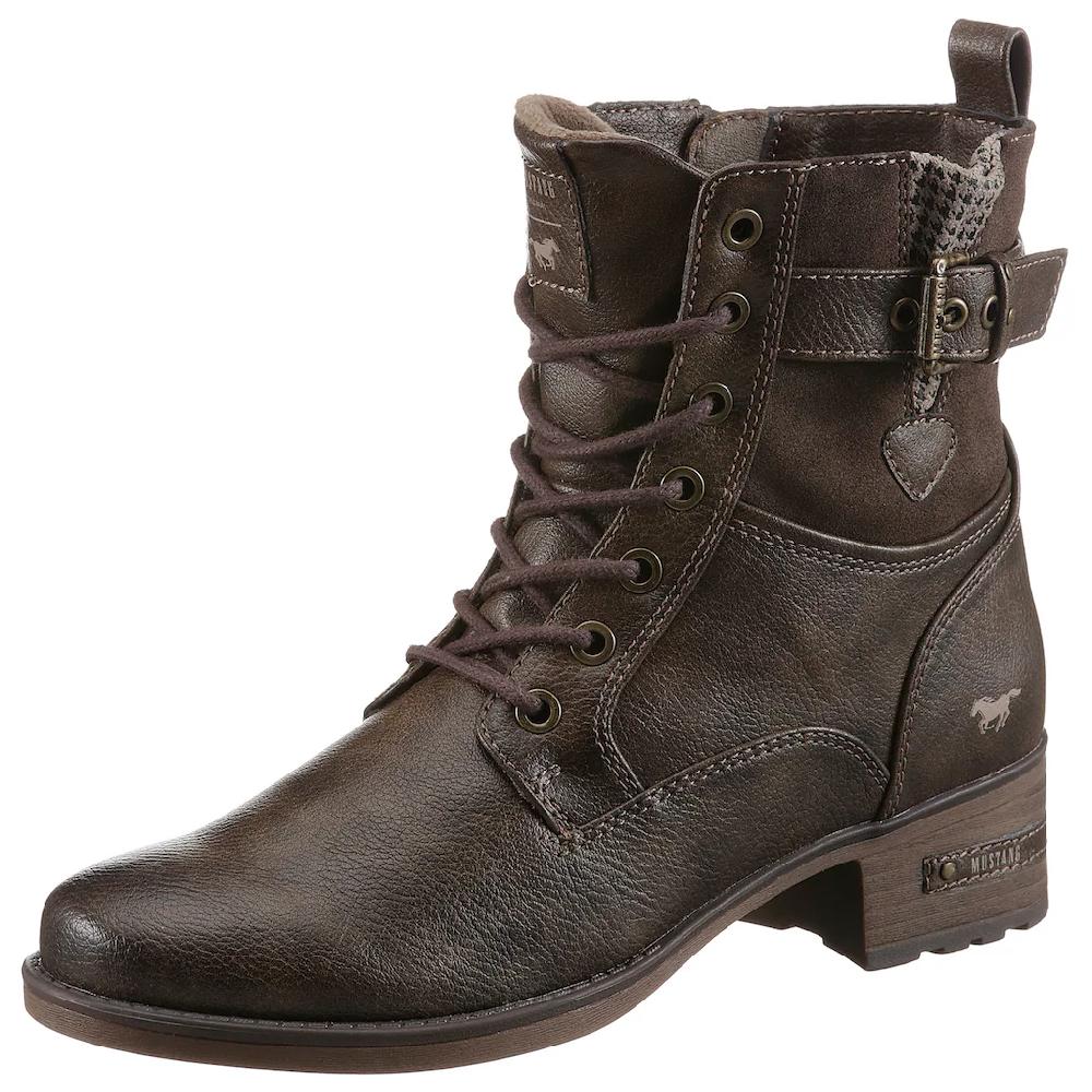 Mustang Shoes Schnürstiefelette Stiefelette Herbstschuh mit Zierriemchen am Schaft online kaufen