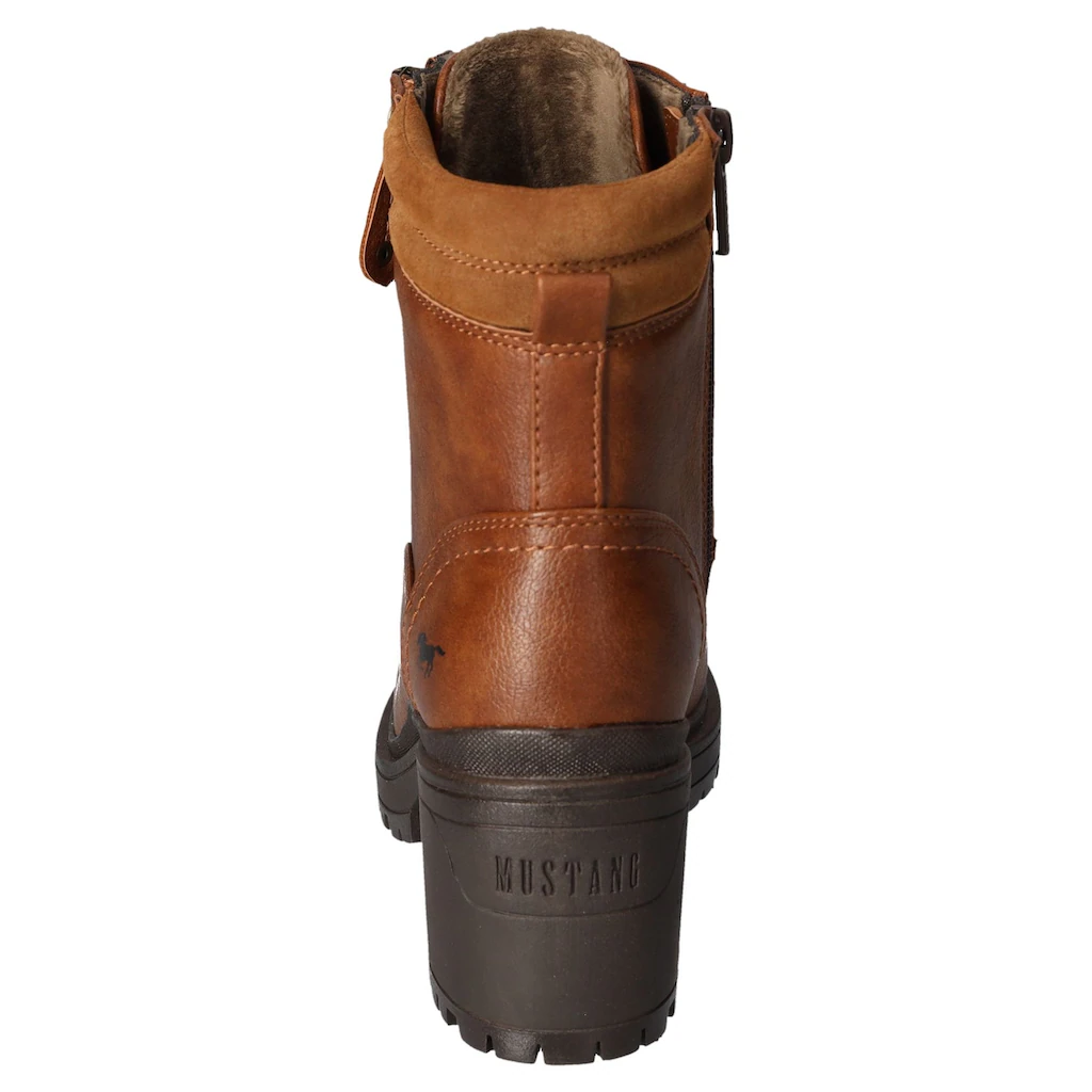 Mustang Shoes Stiefelette Schnürboots Blockabsatz Trachtenstiefelette Mit Reißverschluss