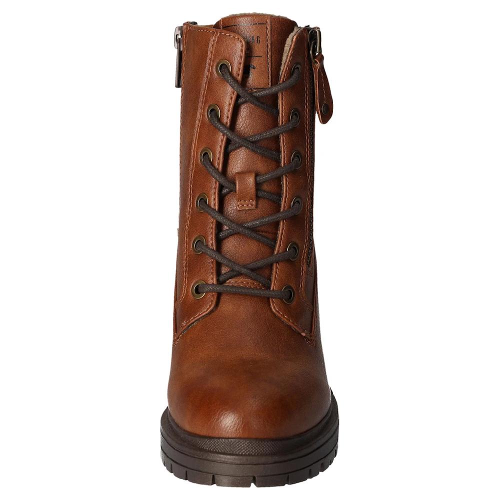 Mustang Shoes Stiefelette Schnürboots Blockabsatz Trachtenstiefelette Mit Reißverschluss