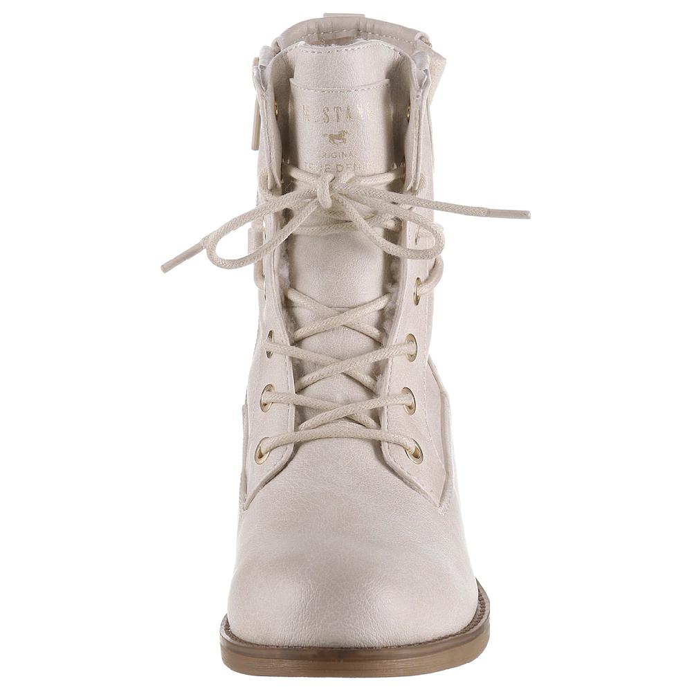 Mustang Shoes Winterboots Blockabsatz Winterstiefelette Schnürboots Mit Niete Und Ziernähten Online Kaufen