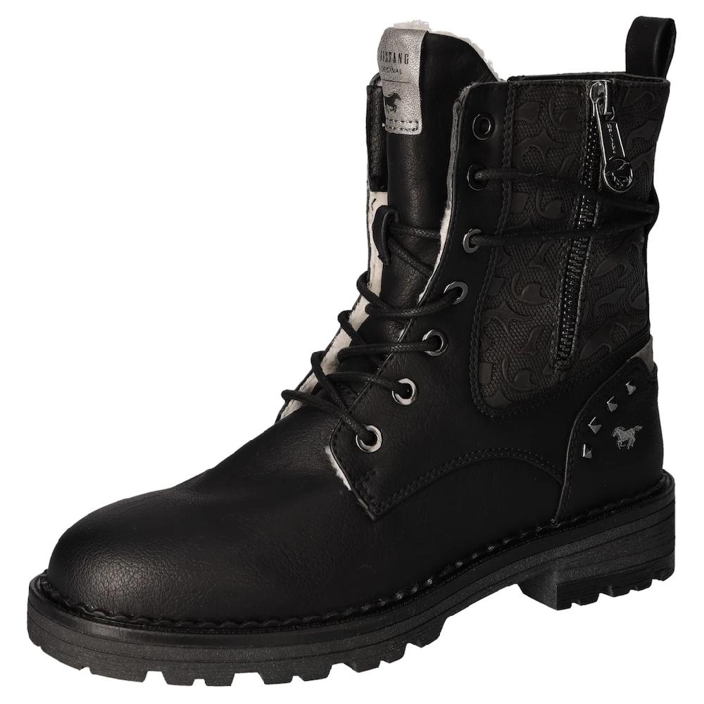 Mustang Shoes Winterboots Blockabsatz Winterstiefelette Schnürboots Logoschriftzüge online bestellen